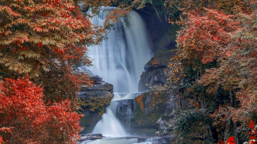 Mountain waterfall like the joy one experiences in the presence of God.