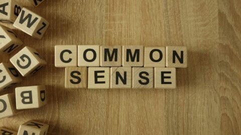 common sense spelled on letter blocks