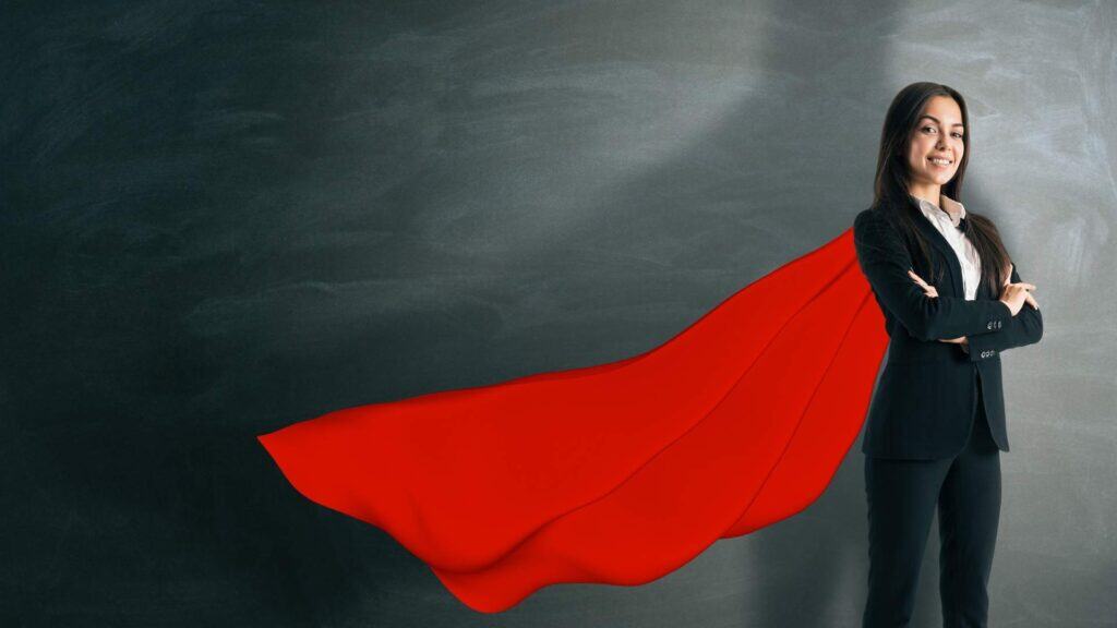 girl in cape suggests confidence