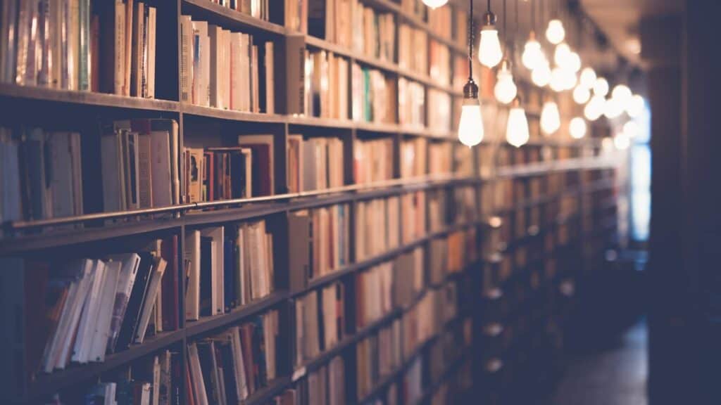 library symbolizing one being enlightened by knowledge