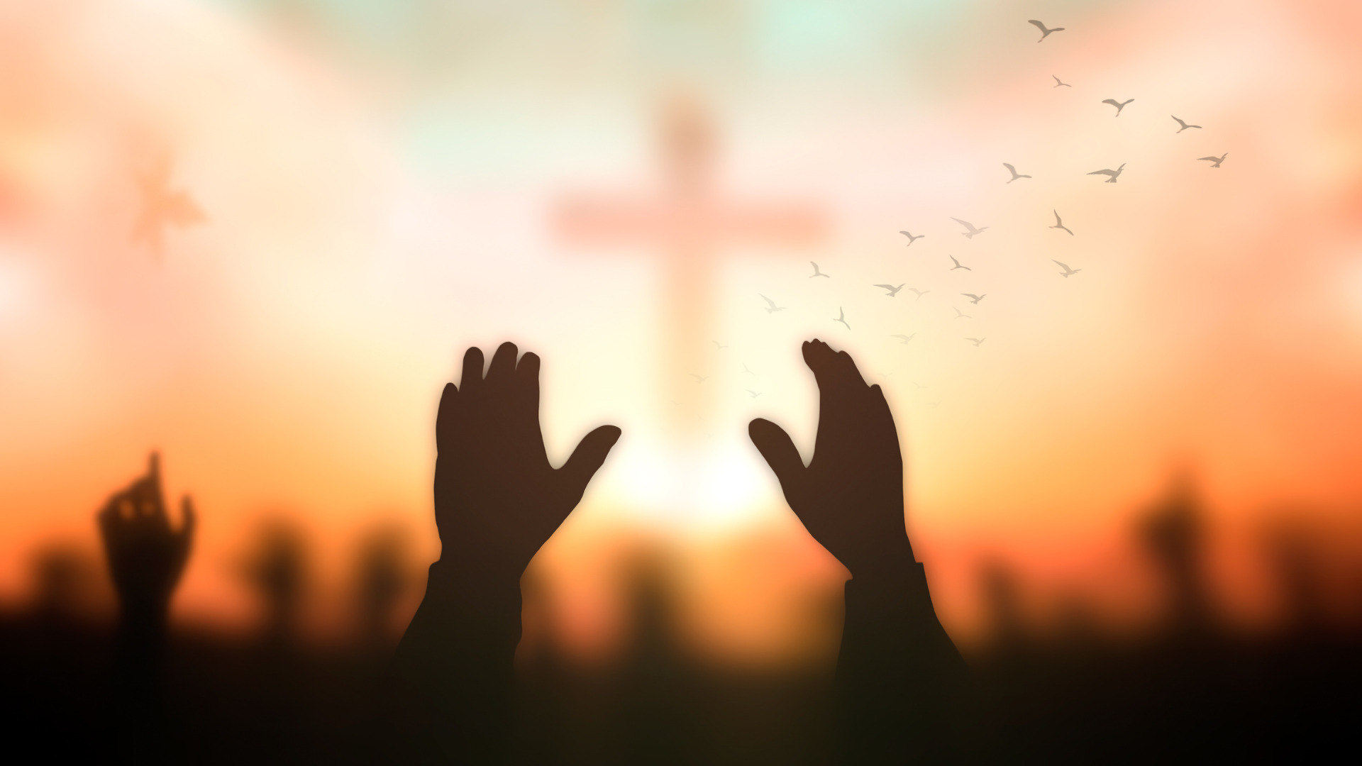 Hands stretching towards a cross represent God's solution to man's anxiety.