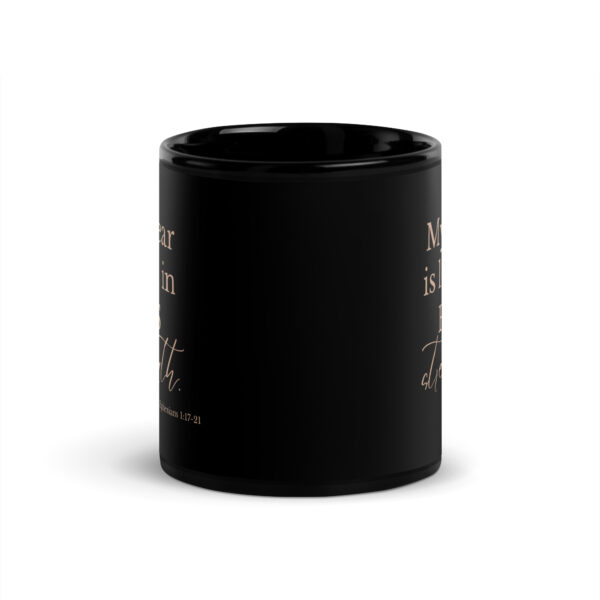 His Strength Black Glossy Mug - Image 3