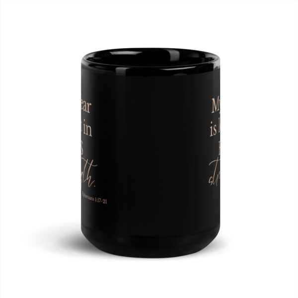 His Strength Black Glossy Mug - Image 6