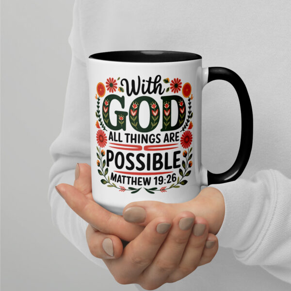 All Things Possible Mug with Black Handle - Image 4