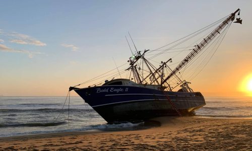 Boat stuck on shore