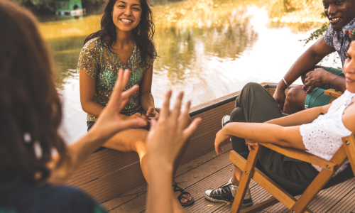 Friends sharing stories