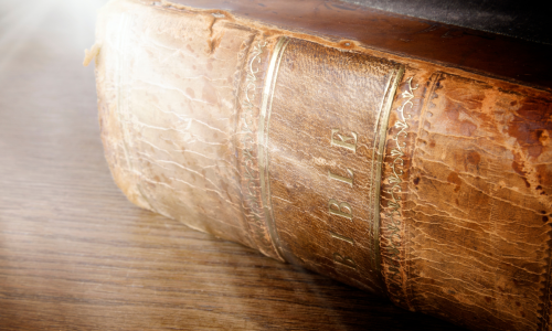 Leather bound bible with sunlight