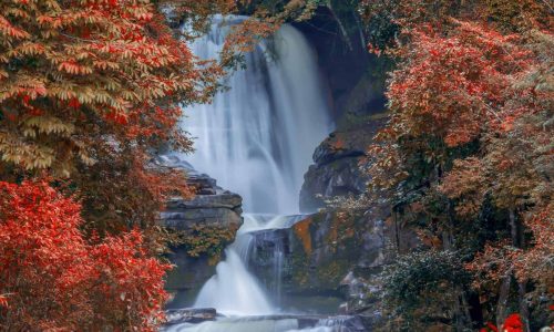 Mountain waterfall like the joy one experiences in the presence of God.