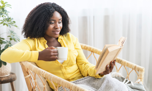 black woman reading