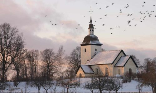 church in snow