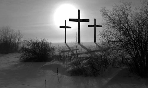 cross in snow