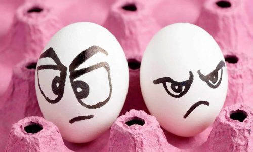 eggs with mad faces demonstrating people today easily offended