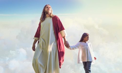 jesus holding girls hand