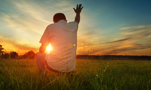 man in field