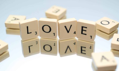 tile blocks spelling love