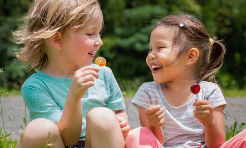 two children laughing